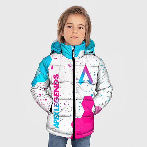 Зимняя куртка для мальчика Apex Legends neon gradient style вертикально / 3D-Черный – фото 3