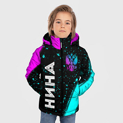 Куртка зимняя для мальчика Нина и неоновый герб России вертикально, цвет: 3D-черный — фото 2