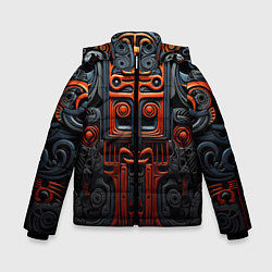 Куртка зимняя для мальчика Арт в этническом стиле, цвет: 3D-черный