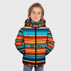 Куртка зимняя для мальчика Этнический узор в горизонтальную полоску, цвет: 3D-красный — фото 2