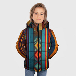 Куртка зимняя для мальчика Этнический орнамент в вертикальную полоску, цвет: 3D-красный — фото 2