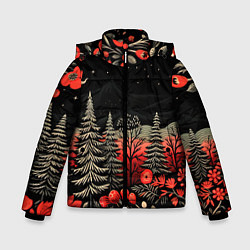 Куртка зимняя для мальчика Новогодняя темная ночь, цвет: 3D-красный
