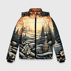Зимняя куртка для мальчика Зимний предновогодний пейзаж
