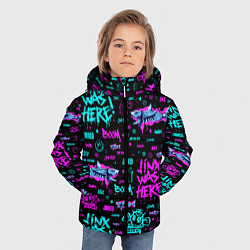 Куртка зимняя для мальчика Jinx Arcane pattern neon, цвет: 3D-черный — фото 2