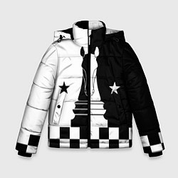 Куртка зимняя для мальчика Шахматный конь, цвет: 3D-светло-серый
