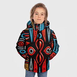 Куртка зимняя для мальчика Красно-синий узор в африканском стиле, цвет: 3D-светло-серый — фото 2