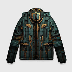 Куртка зимняя для мальчика Абстрактный узор в египетском стиле, цвет: 3D-черный