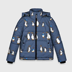 Куртка зимняя для мальчика Забавное семейство пингвинов, цвет: 3D-светло-серый