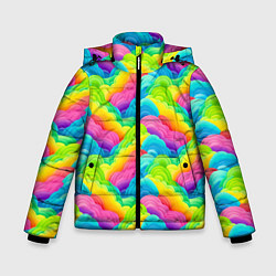 Куртка зимняя для мальчика Разноцветные облака из бумаги паттерн, цвет: 3D-черный