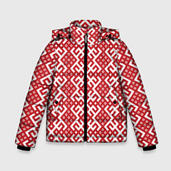 Куртка зимняя для мальчика Макошь - славянские обережные узоры, цвет: 3D-светло-серый