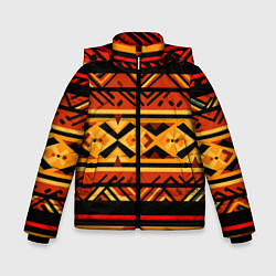 Куртка зимняя для мальчика Узор в этническом стиле масаев, цвет: 3D-черный
