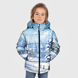 Куртка зимняя для мальчика Снежный зимний фон, цвет: 3D-черный — фото 2