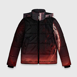 Куртка зимняя для мальчика Красно черная космическая планета, цвет: 3D-черный