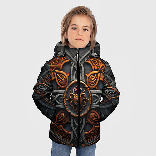 Зимняя куртка для мальчика Орнамент в викингском стиле / 3D-Черный – фото 3