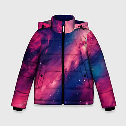 Куртка зимняя для мальчика Галактика в розовом цвете, цвет: 3D-черный