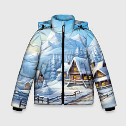 Зимняя куртка для мальчика Новогодняя зимняя деревня