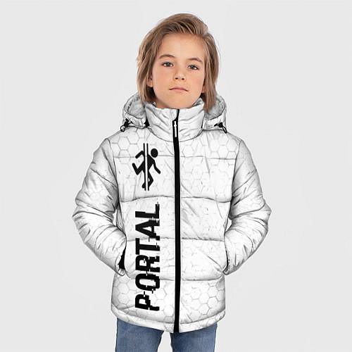 Зимняя куртка для мальчика Portal glitch на светлом фоне по-вертикали / 3D-Черный – фото 3