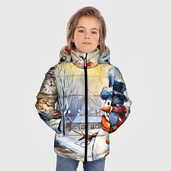 Куртка зимняя для мальчика Снеговик новый год, цвет: 3D-светло-серый — фото 2