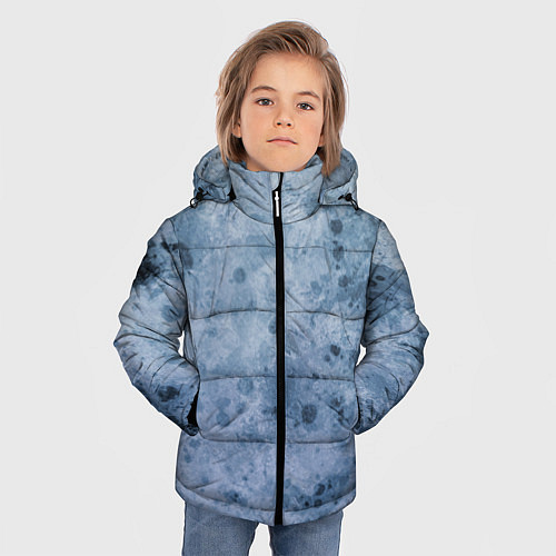 Зимняя куртка для мальчика Абстракция - сине-серая грусть / 3D-Черный – фото 3