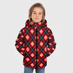 Куртка зимняя для мальчика Разноцветные квадраты, цвет: 3D-черный — фото 2