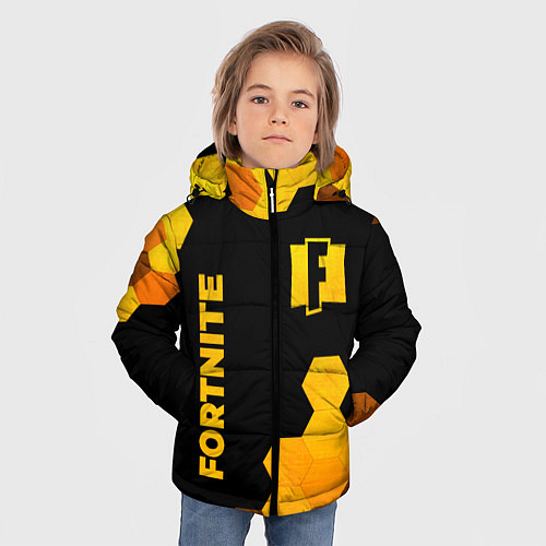 Зимняя куртка для мальчика Fortnite - gold gradient вертикально / 3D-Черный – фото 3