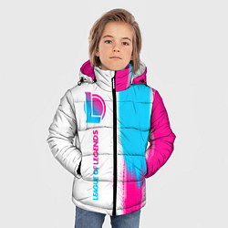Куртка зимняя для мальчика League of Legends neon gradient style по-вертикали, цвет: 3D-черный — фото 2
