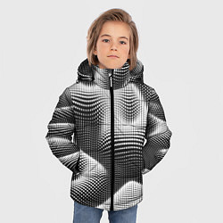 Куртка зимняя для мальчика Чёрно белый точечный абстрактный фон, цвет: 3D-светло-серый — фото 2