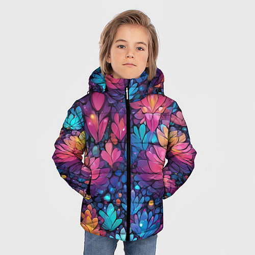 Зимняя куртка для мальчика Растительный абстрактный узор / 3D-Черный – фото 3