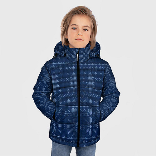 Зимняя куртка для мальчика Зимние узоры в скандинавском стиле / 3D-Красный – фото 3