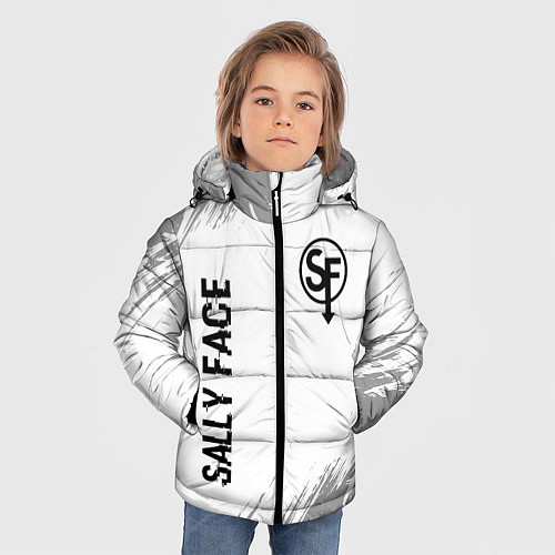 Зимняя куртка для мальчика Sally Face glitch на светлом фоне вертикально / 3D-Черный – фото 3