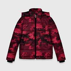 Куртка зимняя для мальчика Красно-бордовый паттерн, цвет: 3D-черный
