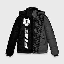 Куртка зимняя для мальчика Fiat speed на темном фоне со следами шин по-вертик, цвет: 3D-черный
