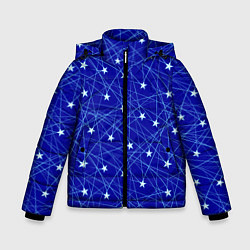 Куртка зимняя для мальчика Звездопад на синем, цвет: 3D-светло-серый