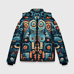 Зимняя куртка для мальчика Симметричный абстрактный паттерн в ацтекском стиле