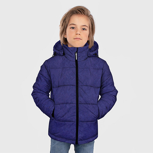 Зимняя куртка для мальчика Фиолетовая текстура волнистый мех / 3D-Черный – фото 3