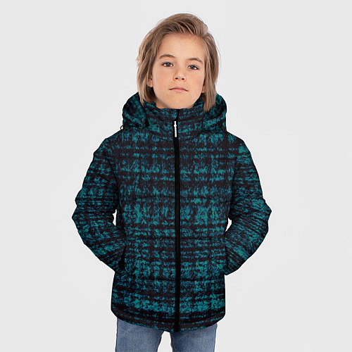 Зимняя куртка для мальчика Имитация ткани бирюзовый / 3D-Черный – фото 3