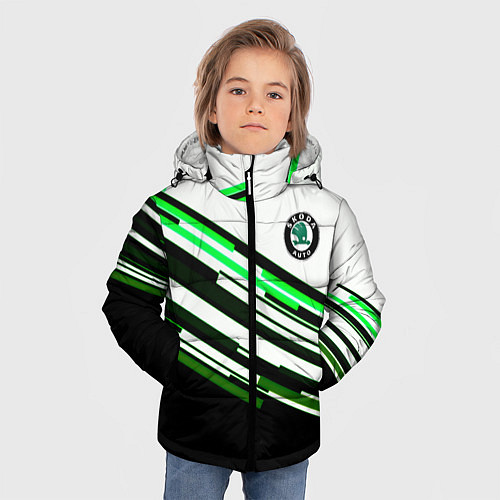 Зимняя куртка для мальчика Skoda sport stripes line / 3D-Черный – фото 3