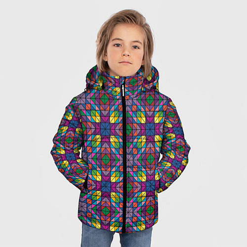 Зимняя куртка для мальчика Стеклянная мозаика / 3D-Красный – фото 3