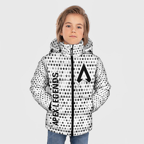 Зимняя куртка для мальчика Apex Legends glitch на светлом фоне вертикально / 3D-Черный – фото 3