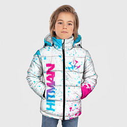Куртка зимняя для мальчика Hitman neon gradient style вертикально, цвет: 3D-черный — фото 2