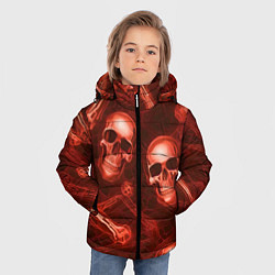 Куртка зимняя для мальчика Красные черепа и кости, цвет: 3D-светло-серый — фото 2
