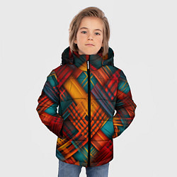 Куртка зимняя для мальчика Разноцветная клетка в шотландском стиле, цвет: 3D-светло-серый — фото 2