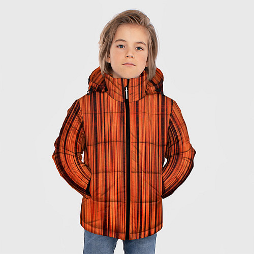 Зимняя куртка для мальчика Абстрактные полосы красно-оранжевый / 3D-Черный – фото 3