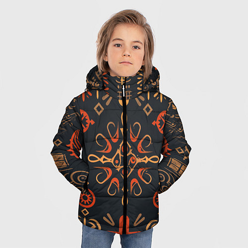 Зимняя куртка для мальчика Орнамент в славянском стиле / 3D-Светло-серый – фото 3