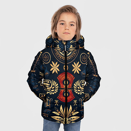 Зимняя куртка для мальчика Узор в славянском стиле / 3D-Черный – фото 3
