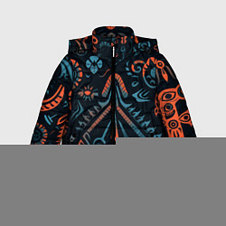 Куртка зимняя для мальчика Абстрактный рисунок в славянском стиле, цвет: 3D-светло-серый
