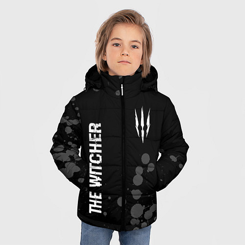 Зимняя куртка для мальчика The Witcher glitch на темном фоне вертикально / 3D-Черный – фото 3