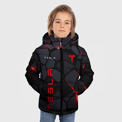 Зимняя куртка для мальчика Tesla - плиты с эффектом свечения / 3D-Черный – фото 3