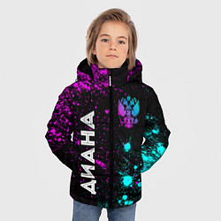 Куртка зимняя для мальчика Диана и неоновый герб России вертикально, цвет: 3D-черный — фото 2