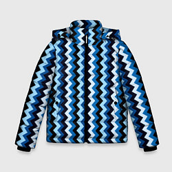 Куртка зимняя для мальчика Ломаные полосы синий, цвет: 3D-черный